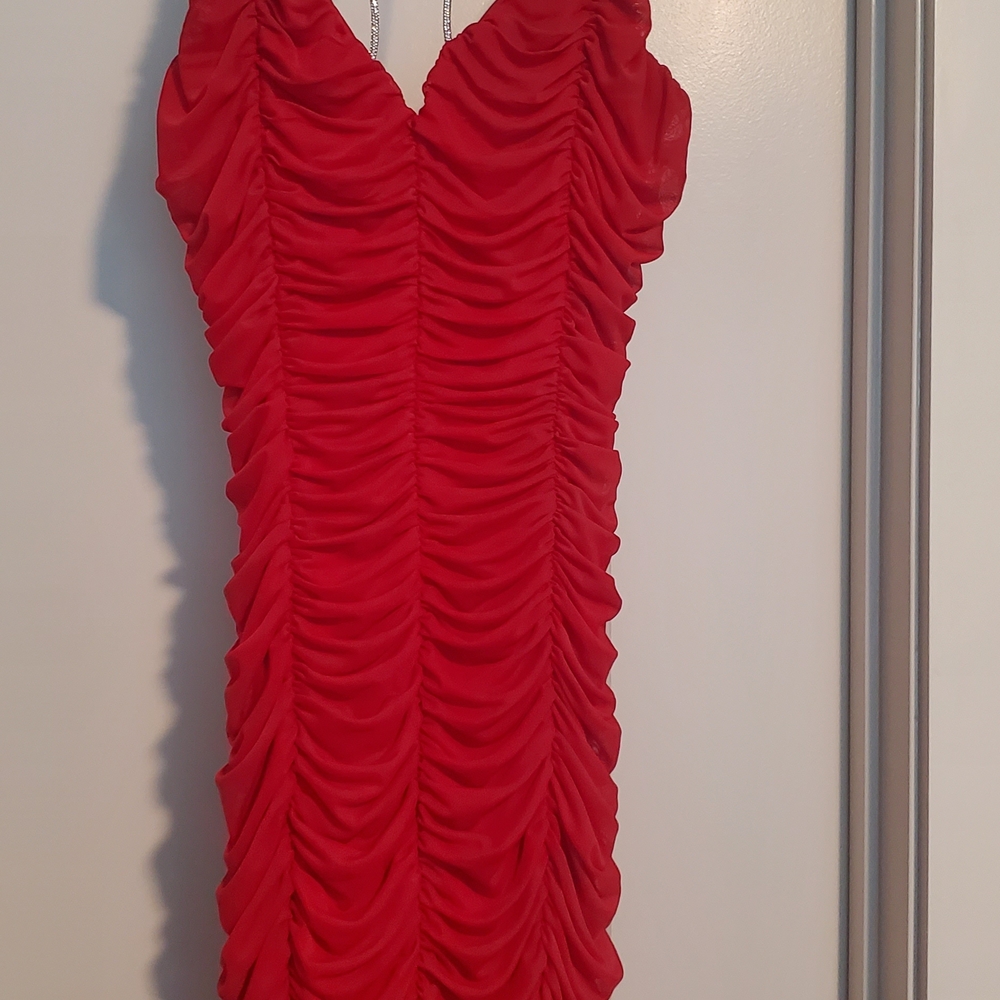 Elegant Red Ruched Dress